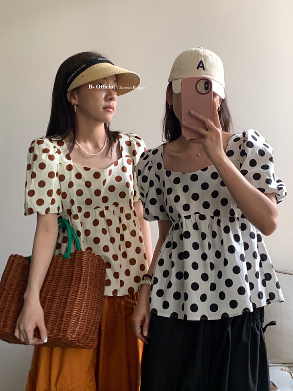 goods in stock! New in early summer! [B plus] wave point cute aging shirt 22-9258-2# HBx