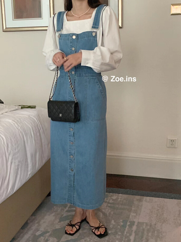 New year in early spring! [Zoe Zoe] Korean version simple and comfortable retro strap skirt (excluding small shirt) c025# L