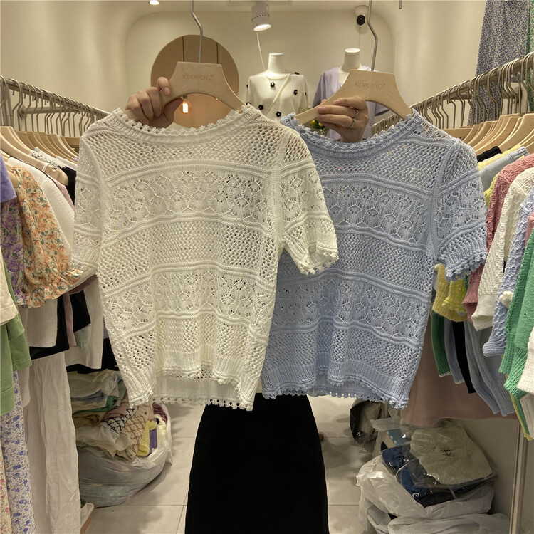 [CIG] lace crew neck hollowed out sweater (only for tops) 316# L