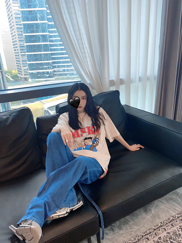 [Nancy] new beautiful girl print short sleeve T-shirt 6290# WPL