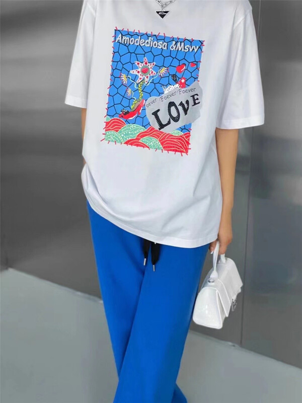 [Eric] letter print versatile short sleeve T-shirt (T-shirt only) 0150# ozq