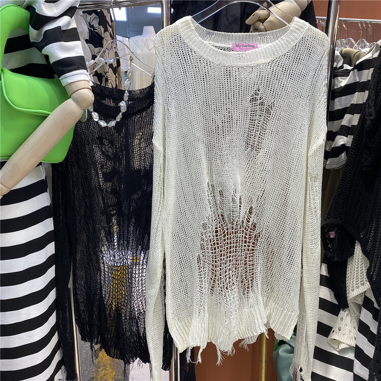 [my darling] Korean long sleeved hollow out sunscreen shirt 6855# WTT