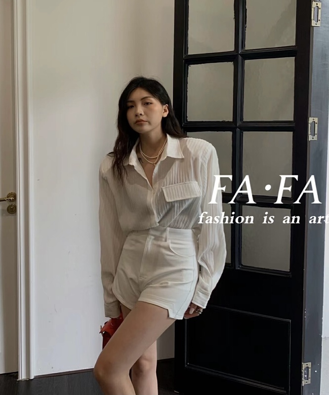 [Fafa] high waist slim denim shorts 18018# zxl