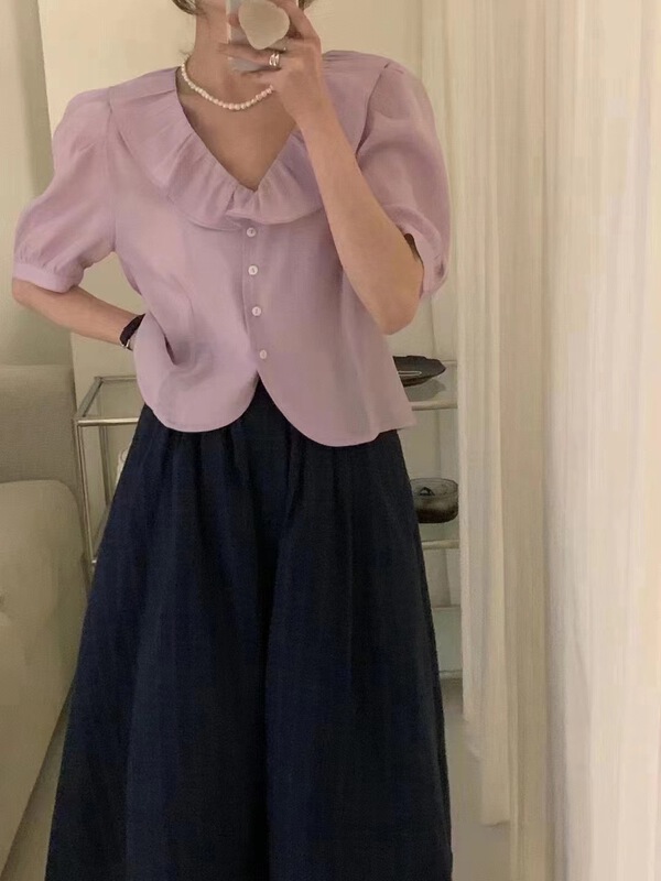 goods in stock! [larti] single breasted fashion Korean shirt c8281# ll