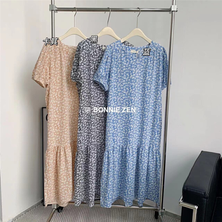 初夏上新!【BONNIE】碎花氣質百搭連衣裙  2255#  XYJ