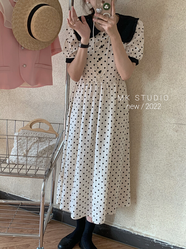 New in early summer! [MK] wave point cute thin dress 3183# hjy