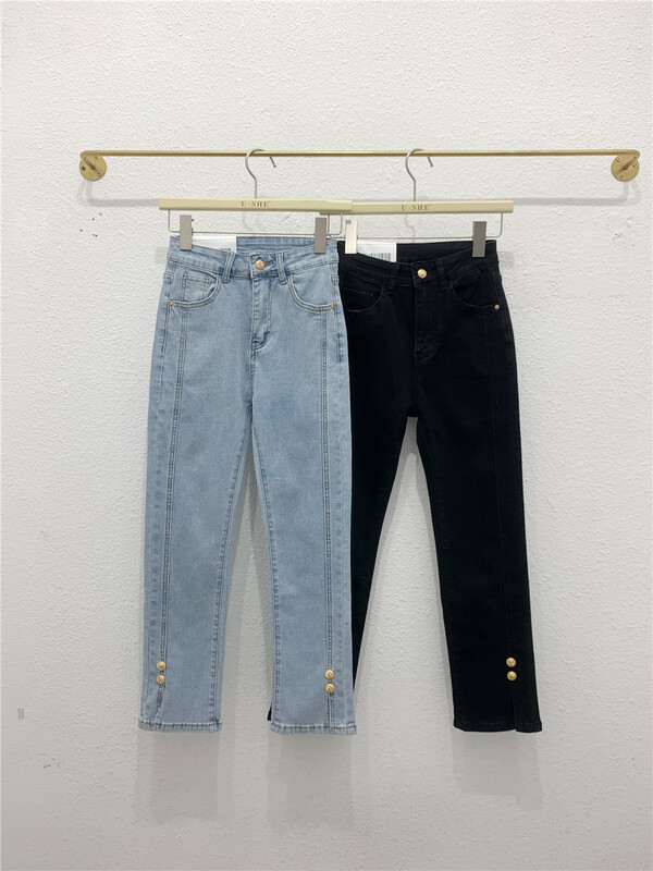 [u.she] Korean straight jeans 98086# cqw