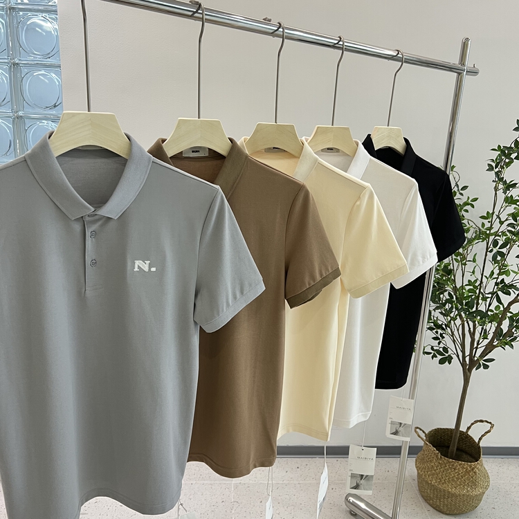 [maibia] men's Japanese Style Embroidered polo shirt pp8806# ZZL