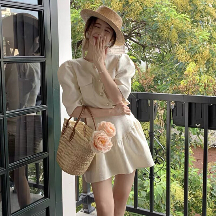 [Dai Dai] sweet cool salt fashion blouse + temperament slim skirt suit 4614# HBx