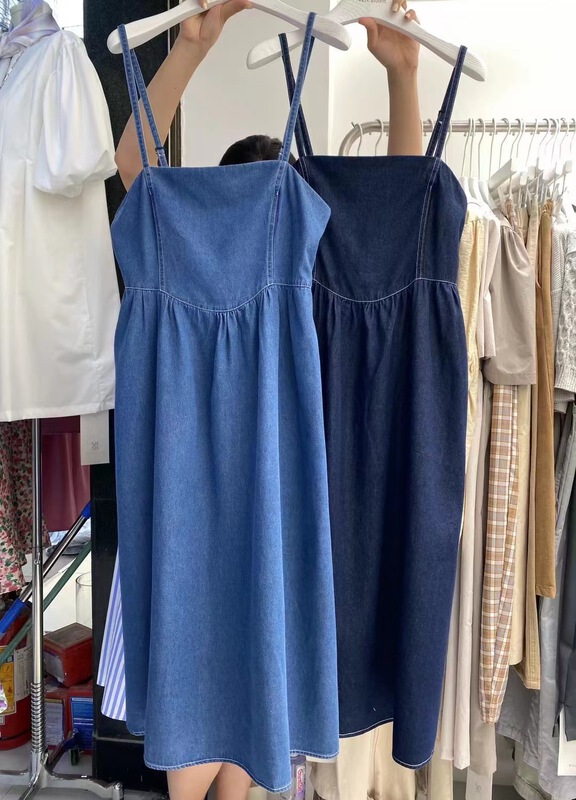New in early summer! [within the world] fashion suspender solid color medium length dress 8730# LSW