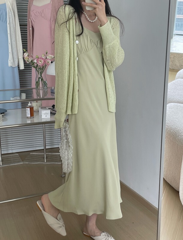 【SUNSHINE】Simple solid color suspender dress (without outerwear) 9505# CQW