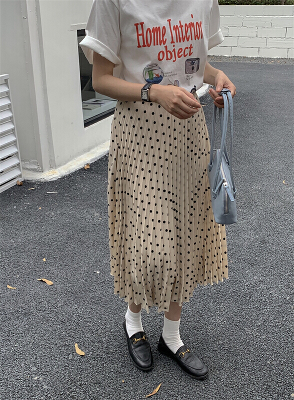 New in early summer! [about me] Korean version dot design skirt 216012# cqw