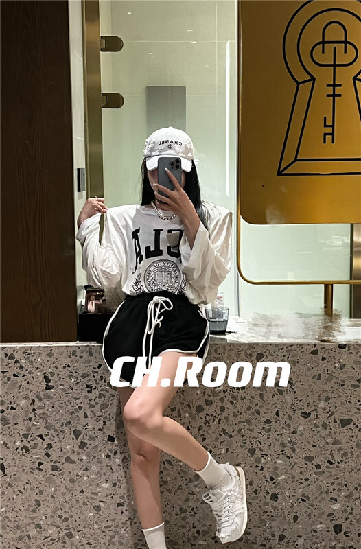 [ch watermelon home] letter printed loose long sleeve T-shirt 8727# ozq