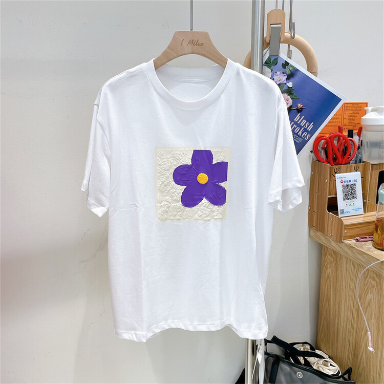 New in early summer! [Milo] flower print Casual Short Sleeve T-shirt 66002# zyh