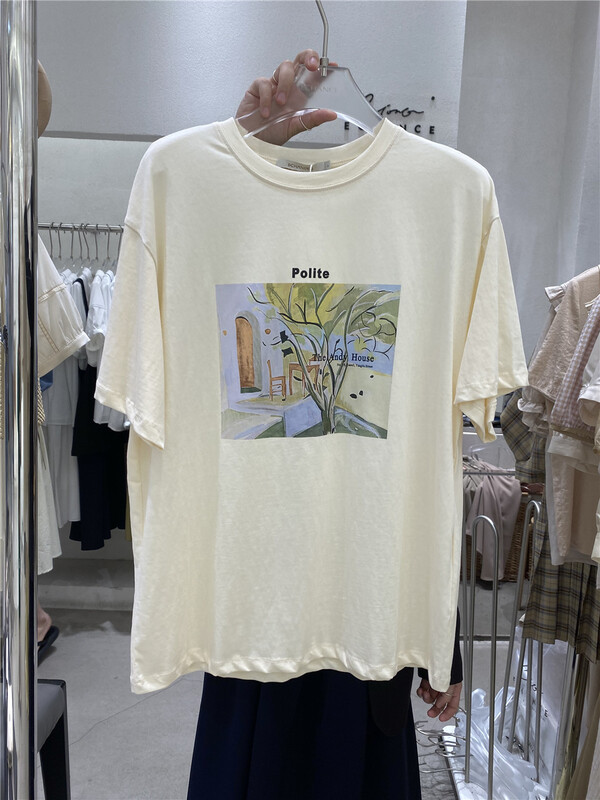 [echo] printed Pullover round neck short sleeve T-shirt 1186# lwy