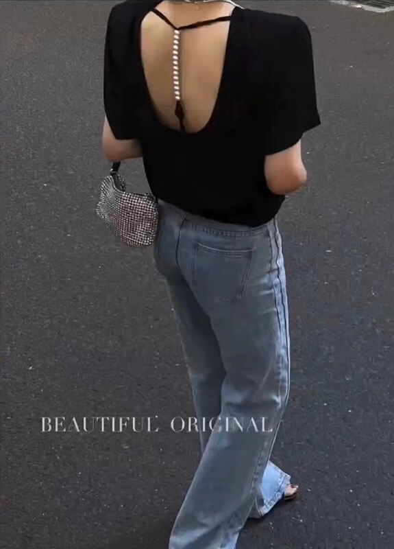 [Lala] backless care machine fashion sunscreen shirt 3060# WTT