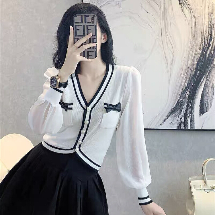 goods in stock! [salmoka] French V-neck Xiaoxiang knitted cardigan 5014# lwy