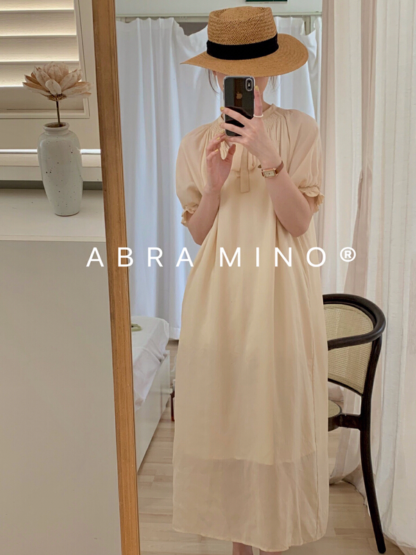 [Abra] Korean solid color dress (with waist rope) 89373# XJ