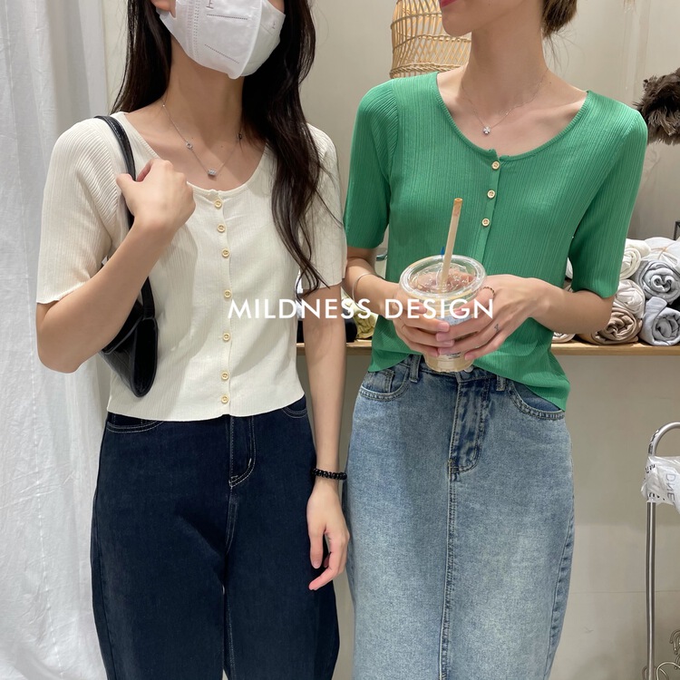New in early summer! [mildness] Korean soft style short sleeve versatile sweater 648# ZSY