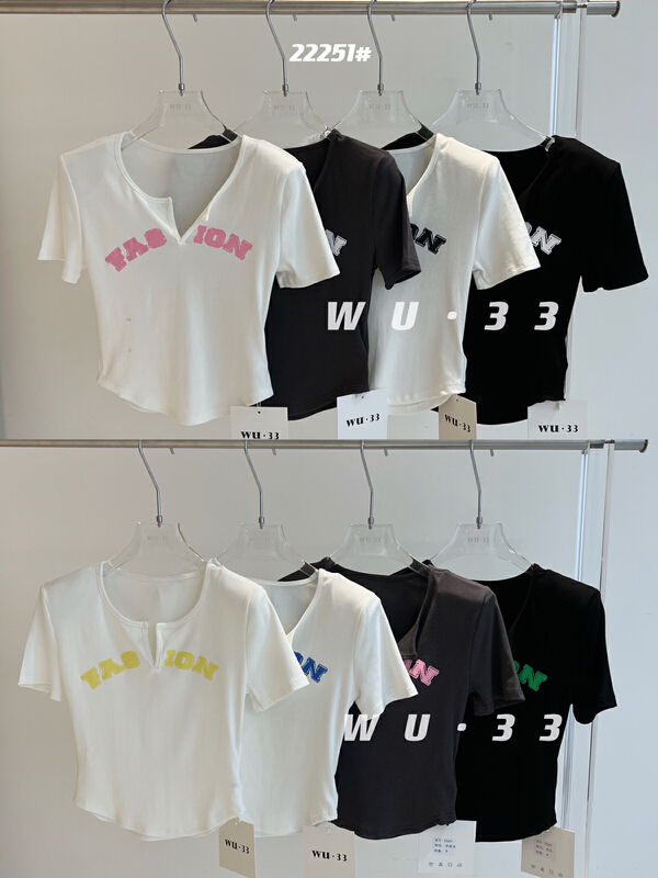 New in early summer! [Wu. 33] simple and versatile letter casual bottoming shirt 22251# WTT