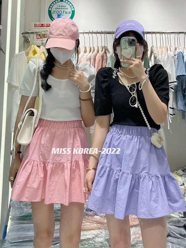 [Miss Korea] bubble sleeve square neck versatile T-shirt 6691# HBx