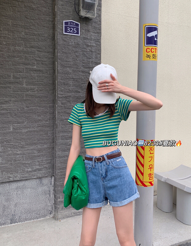[cuckoo] simple hem casual denim shorts (with belt) 8233# WTT