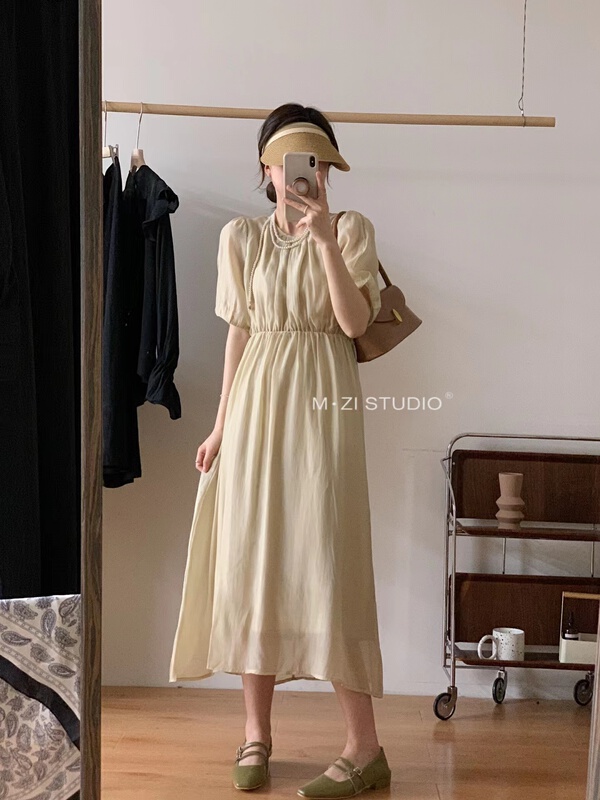 [M.ZI STUDIO] Crewneck Casual Lace Dress 6901# HBX
