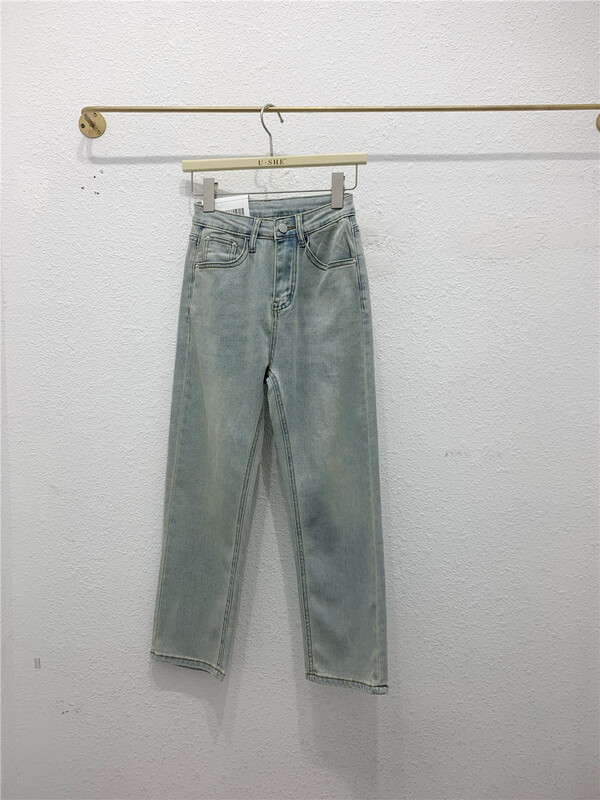 [u.she] Korean versatile straight jeans 98059# cqw