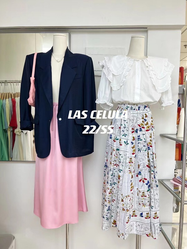 New in early summer! [Las celula] minority Decor pleated Vintage skirt c3563# zxx