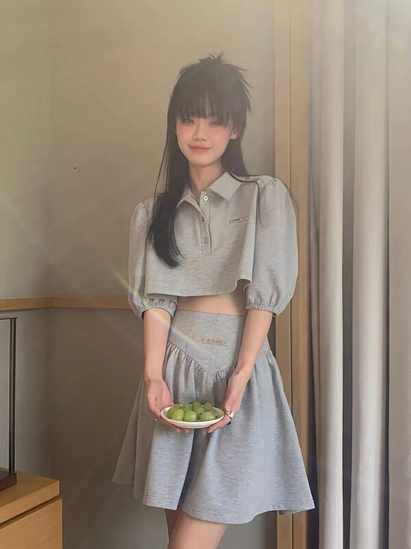 goods in stock! New in early summer! [M.H] fashionable and versatile short sleeved T-shirt + age reducing skirt two piece suit 8225# PCZ