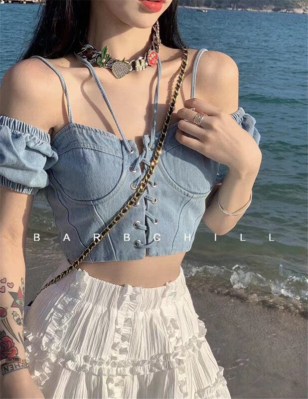 goods in stock! New in early summer! [six] pure desire wind strap denim vest / suspender ys1-06220# PCZ