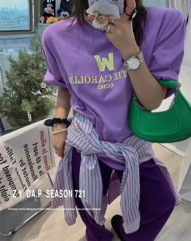 Original price 43.99! [ZY] embroidered letters loose short sleeve T-shirt ys1-721# WTT
