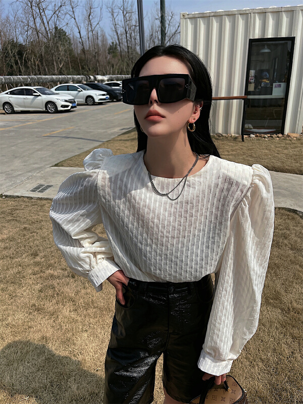 [open] Korean Pullover solid color blouse 3525# ozq