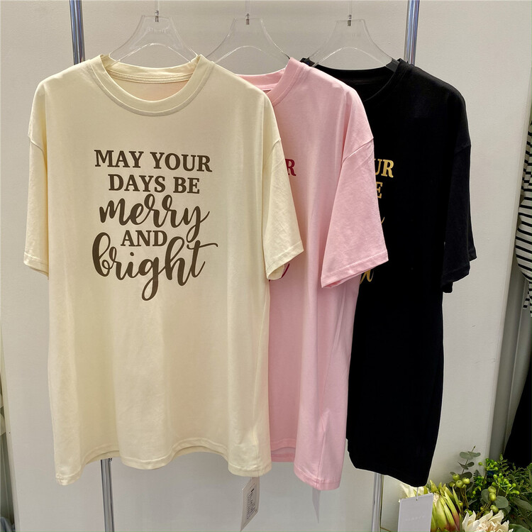 [HS customized in Korea] Korean casual letter round neck short sleeve T-shirt ys1-9889# hjy
