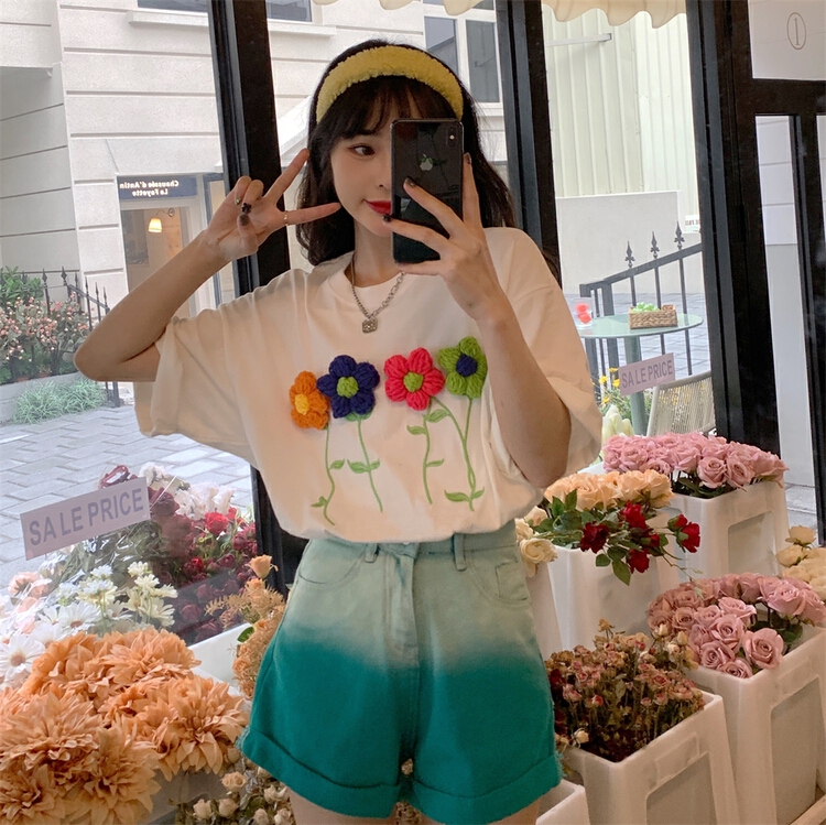 [pan] flower fashion versatile sweater 00491# PCZ