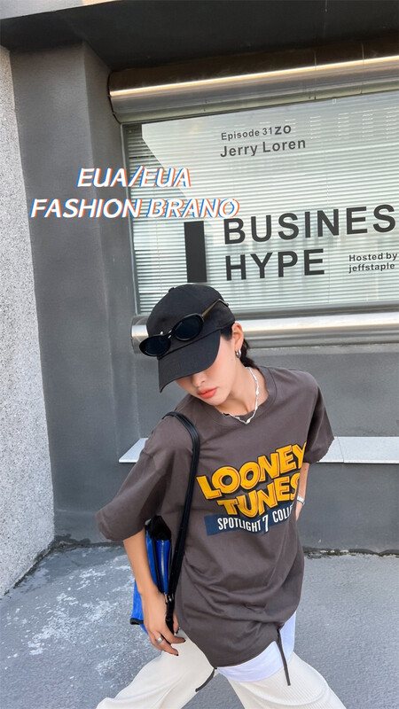 [European and American trend] retro comfortable Korean round neck short sleeve T-shirt (T-shirt only) 12257# L