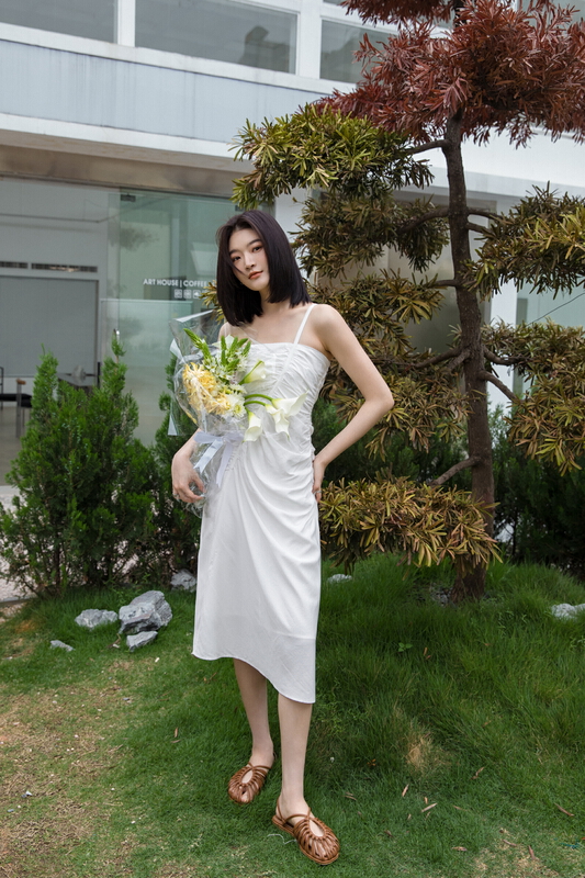 [es modish] slim suspender medium length dress ops1674# XYJ