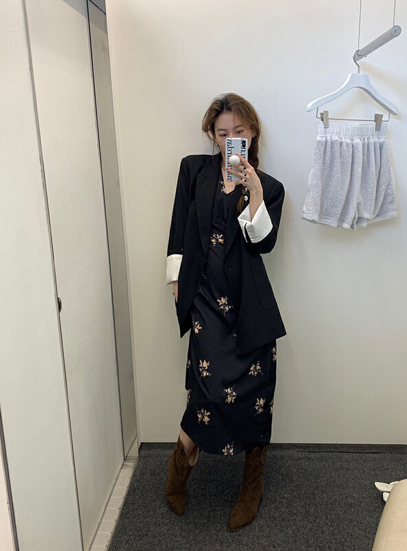 New in early summer! [x · h studio] Hepburn style pleated high waist floral dress 06031# ozq
