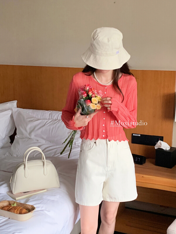 [Moxi] Korean simple sunscreen cardigan, slim sunscreen shirt 75921# XJ