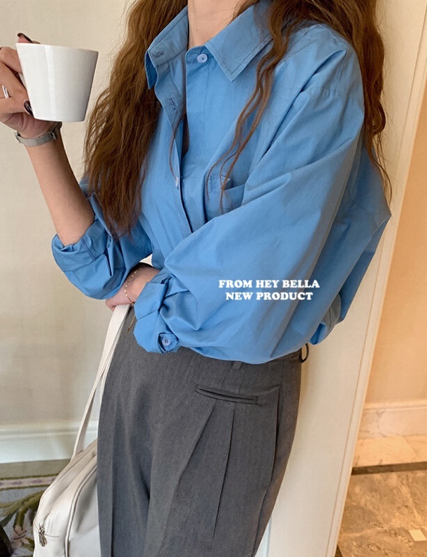Original price 55.27! New year in early spring! [hey Bella] square neck comfortable Korean shirt b22068# ll