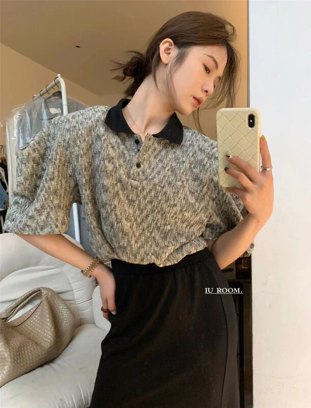 [IU room] simple Polo neck short shirt 6090# XYY