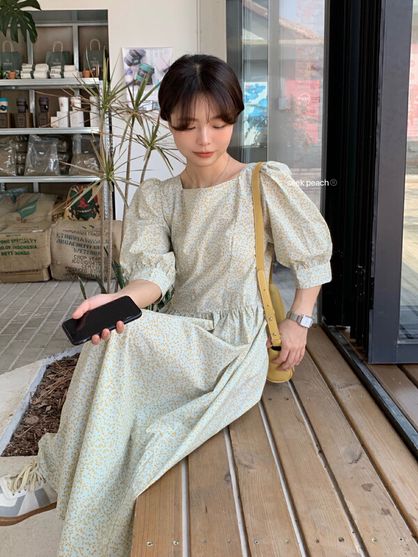 [seek peach] Korean version of tender temperament floral dress 5279# ll