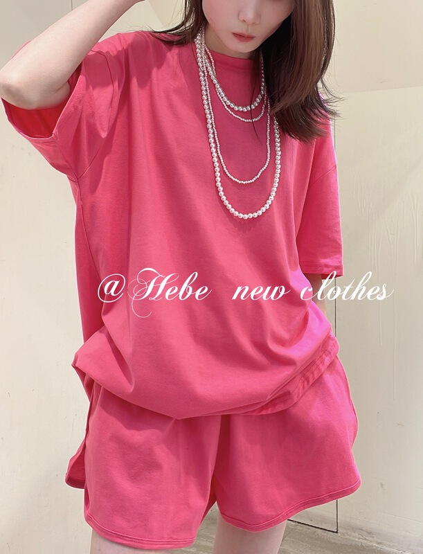 [Hebe] hollow out machine short sleeve T-shirt + loose comfortable casual pants set 8881# XYJ