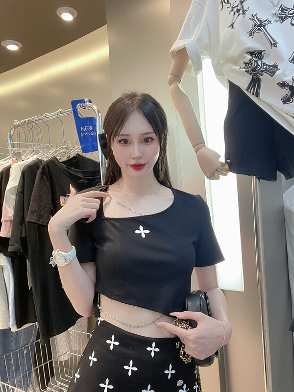 [M & M] fashionable and versatile simple blouse (with chain) 16459# PCZ