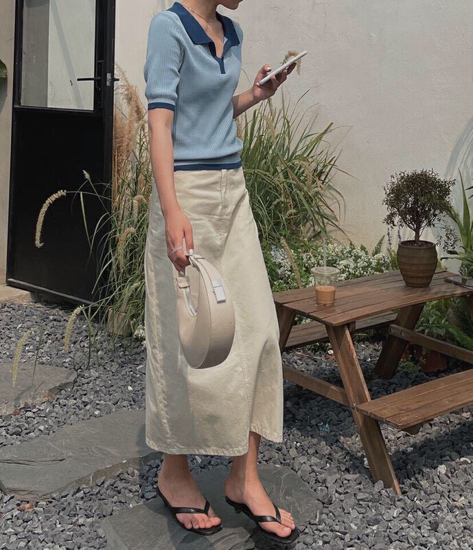 goods in stock! New in early summer! [soul] high waist straight slit denim skirt ax18137222qn# CLS
