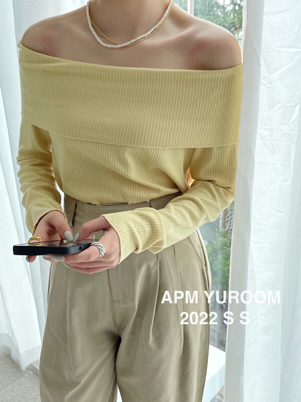 New year in early spring! [APM yuroom] temperament square neck one shoulder shirt 22822# LSL