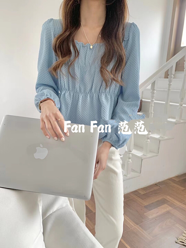 New year in early spring! [fan fan] Korean style lady pleated bubble sleeve blouse ys2-6009# JJ