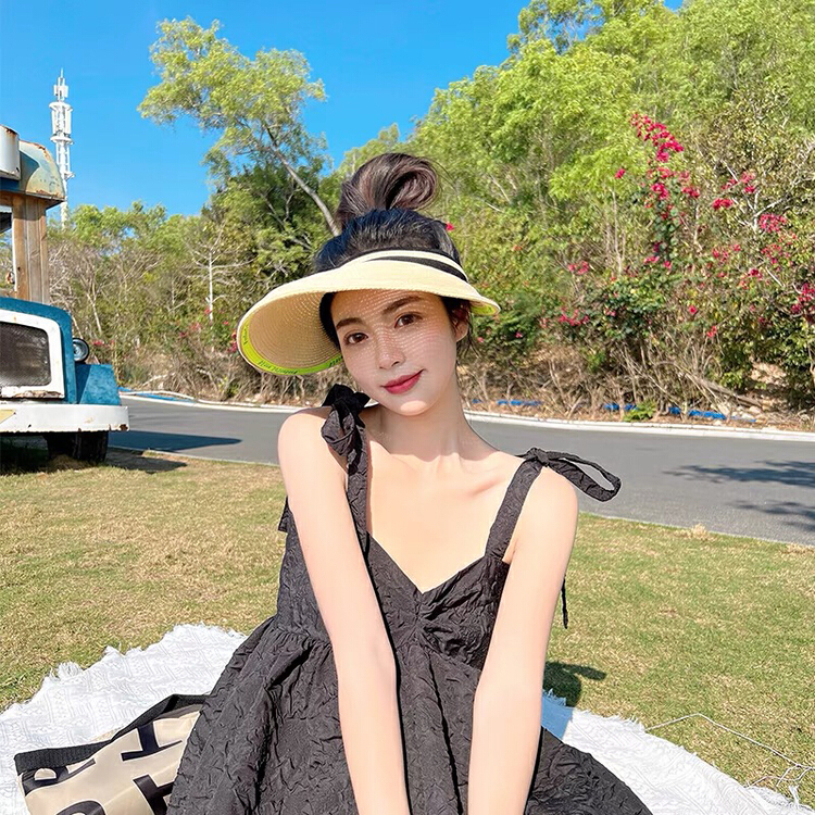 [aestheticism hat industry] straw hollow top sunshade hat 3196# LSL