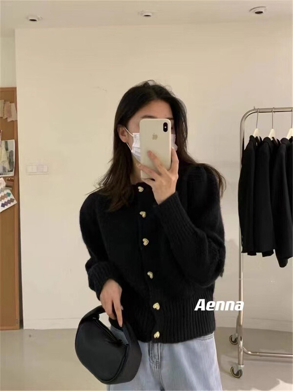 [aenna] Korean round neck short knit cardigan 5287# cqw