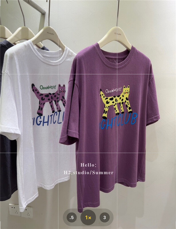 [h2-studio] Korean round neck casual printed short sleeve T-shirt a788# HBx